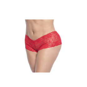 Shorty en dentelle rouge grande taille 